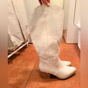 Dream Pairs Cream Over-the-Knee Western Boots